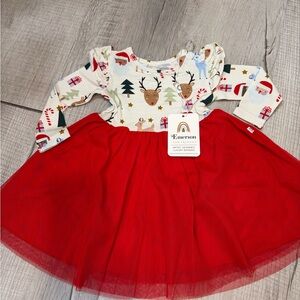 BAMBOO Holiday Red and White Outfit 0-3M Emerson and Friends